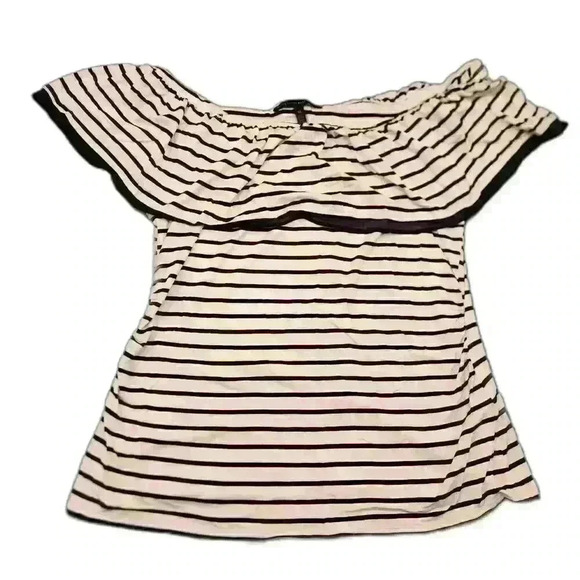 White House Black Market Striped Ruffle Top Blouse XL $68 - Picture 4 of 9